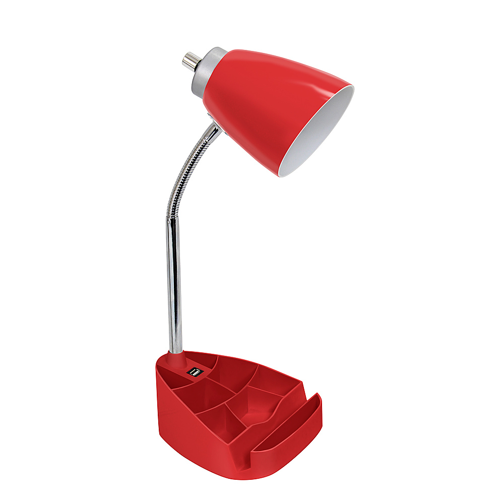 Angle View: Limelights - Gooseneck Organizer Desk Lamp with iPad Tablet Stand Book Holder and USB port - Red