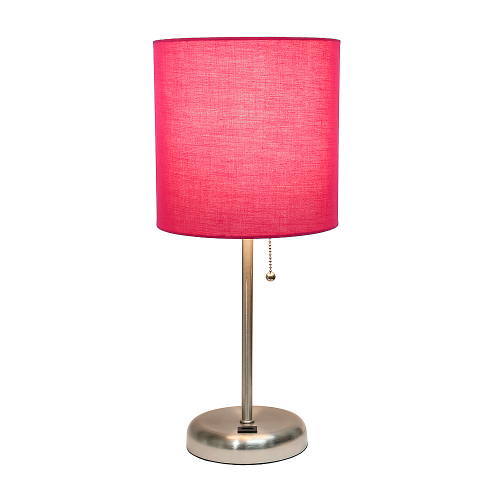 Left View: Limelights - Stick Lamp with USB charging port and Fabric Shade