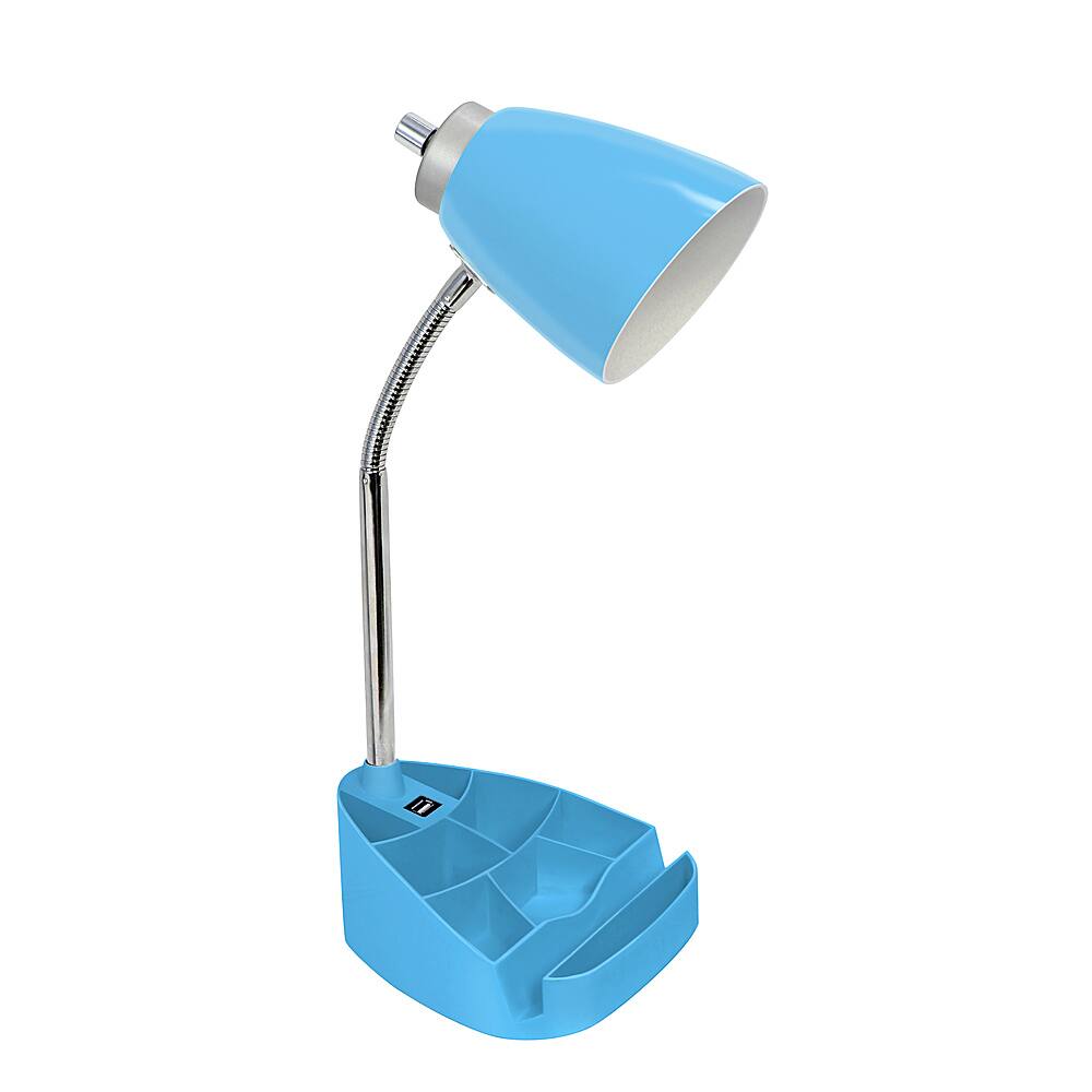 Angle. Limelights - Gooseneck Organizer Desk Lamp with iPad Tablet Stand Book Holder and USB port - Blue.