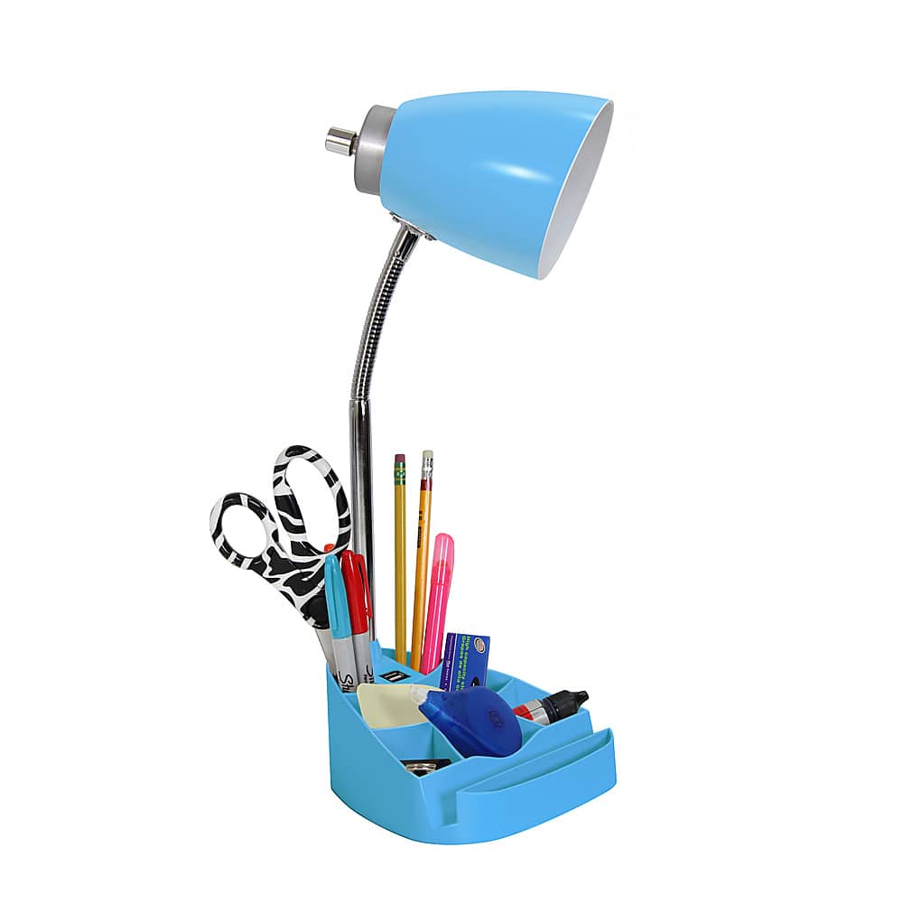 Front Zoom. Limelights - Gooseneck Organizer Desk Lamp with iPad Tablet Stand Book Holder and USB port - Blue.