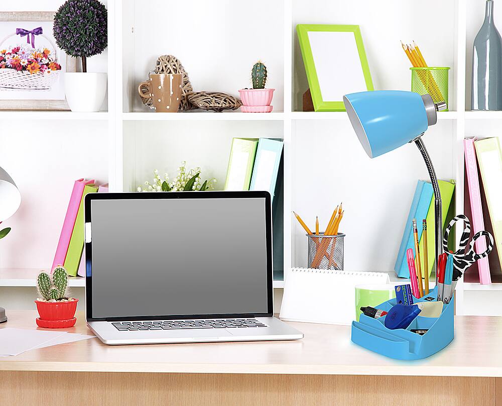 Alt View 13. Limelights - Gooseneck Organizer Desk Lamp with iPad Tablet Stand Book Holder and USB port - Blue.
