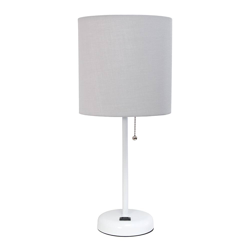 Angle View: Limelights - Stick Lamp with Charging Outlet and Fabric Shade - Gray