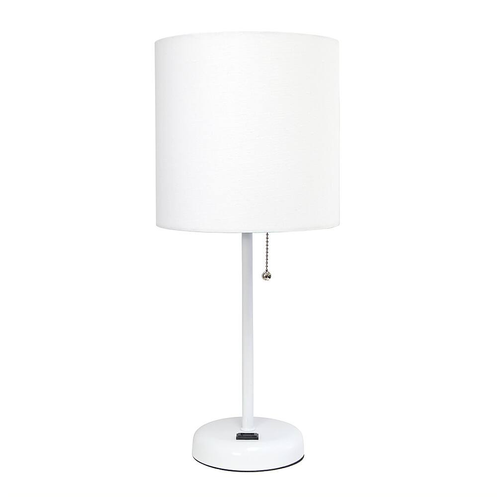 Angle View: Limelights - Stick Lamp with Charging Outlet and Fabric Shade - White