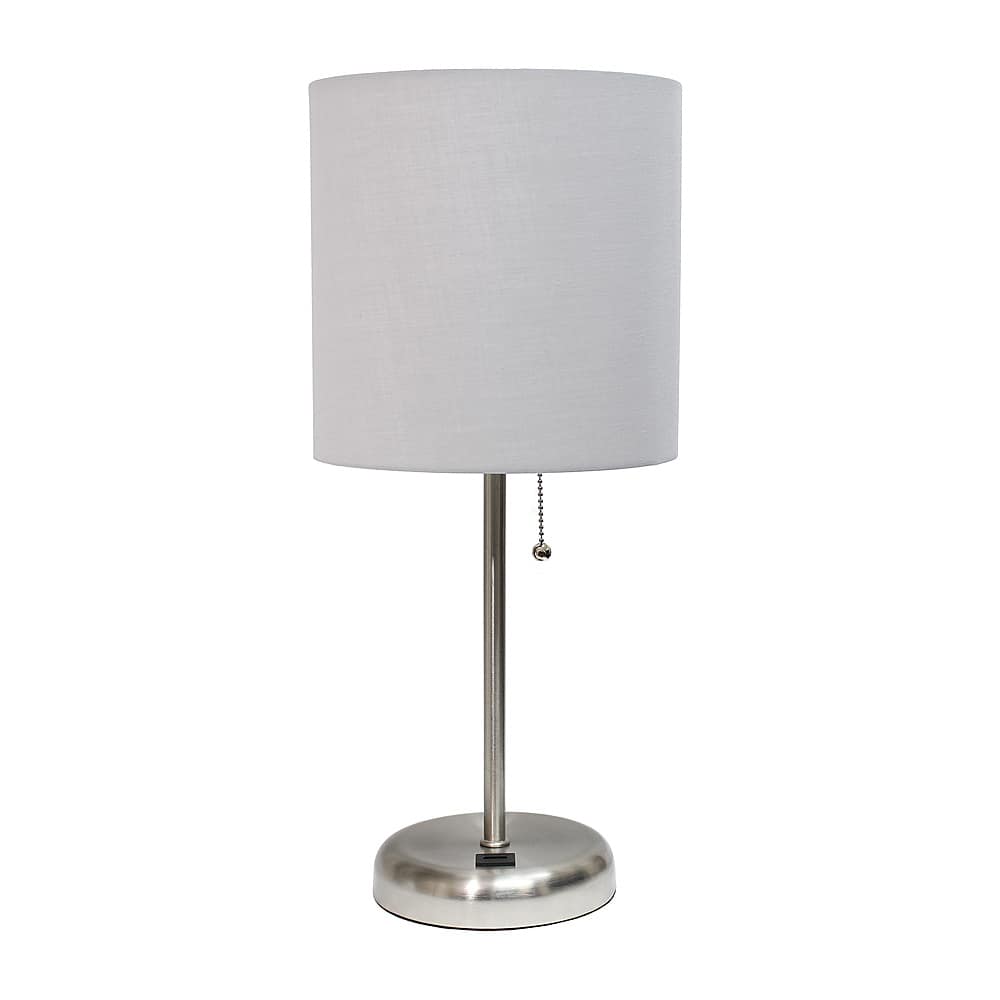 Angle View: Limelights - Stick Lamp with USB charging port and Fabric Shade - Gray