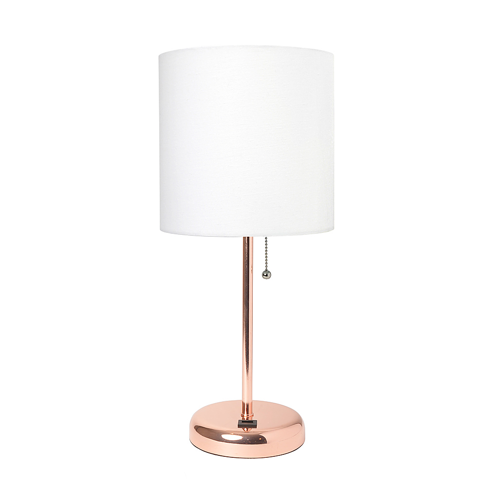 Limelights Stick Lamp with USB charging port and Fabric Shade White ...