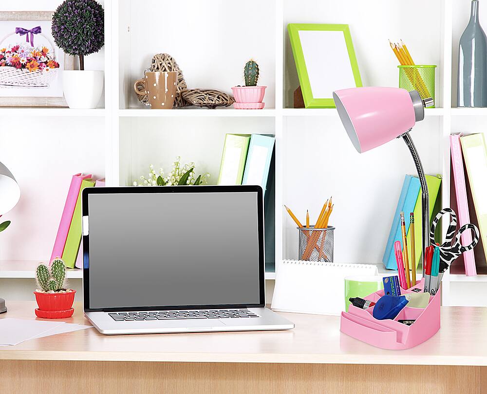 Alt View 12. Limelights - Gooseneck Organizer Desk Lamp with iPad Tablet Stand Book Holder and USB port - Pink.