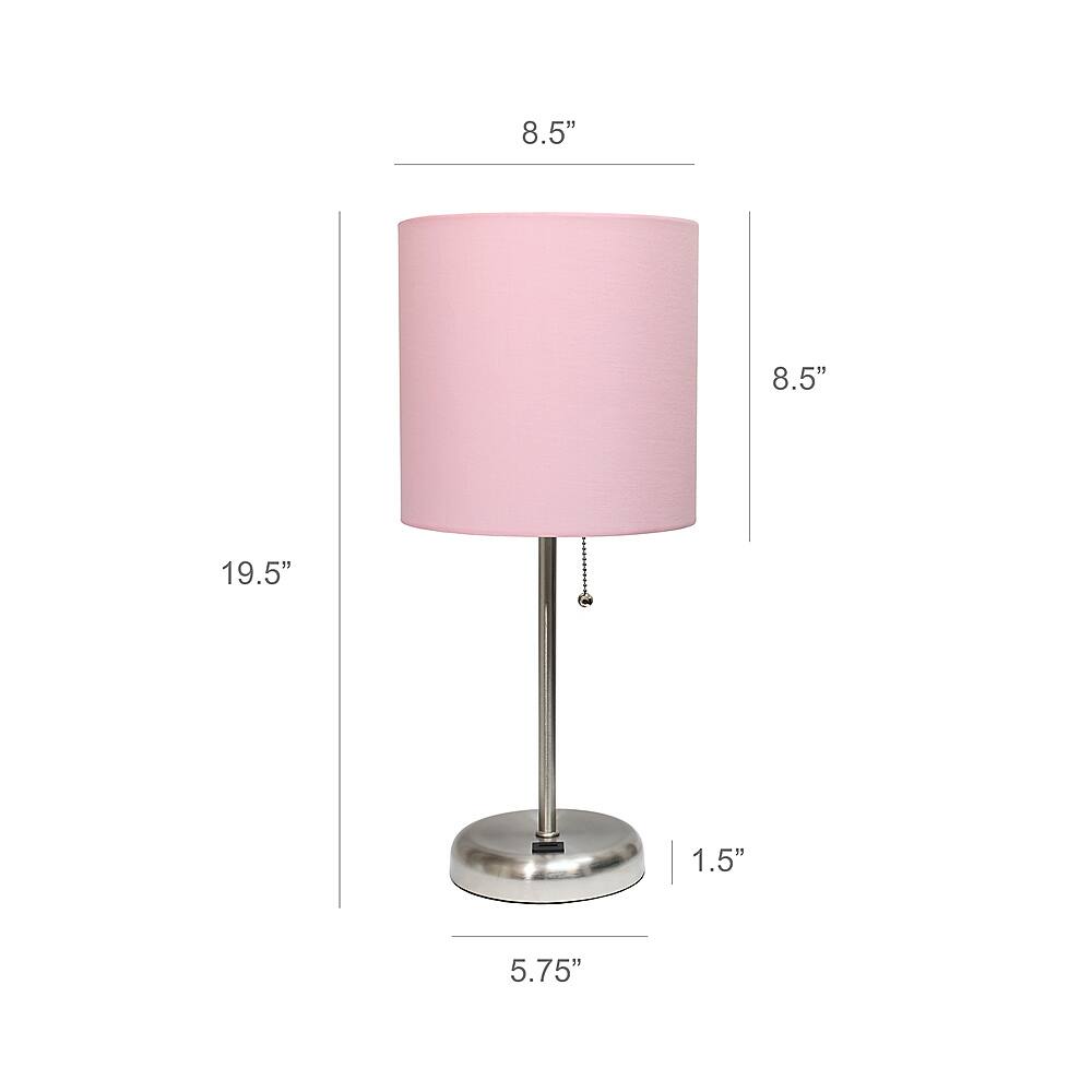 Left View: Limelights - Stick Lamp with USB charging port and Fabric Shade