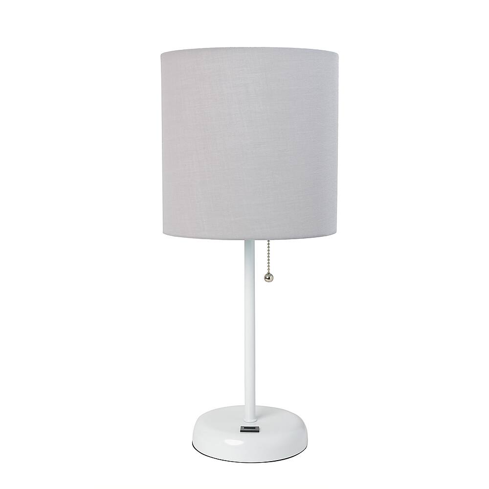 Angle View: Limelights - Stick Lamp with USB charging port and Fabric Shade - White/Gray