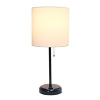 Limelights - Stick Lamp with Charging Outlet and Fabric Shade - Black/White - Front_Zoom