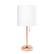 Angle. Limelights - Stick Lamp with Charging Outlet and Fabric Shade - White/Rose Gold.