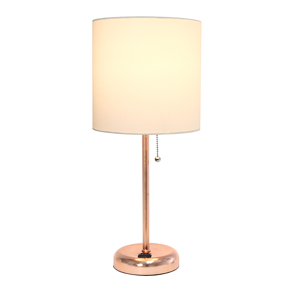 Best Buy: Limelights Stick Lamp with Charging Outlet and Fabric Shade ...