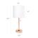 Left. Limelights - Stick Lamp with Charging Outlet and Fabric Shade - White/Rose Gold.