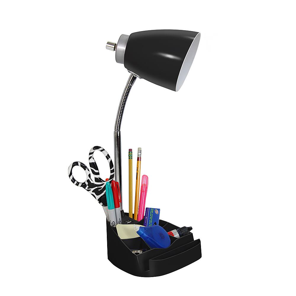 Left Zoom. Limelights - Gooseneck Organizer Desk Lamp with iPad Tablet Stand Book Holder and USB port - Black.