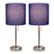 Front Zoom. Limelights - Brushed Steel Stick Lamp with Charging Outlet and Fabric Shade 2 Pack Set, Navy.