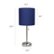 Left Zoom. Limelights - Brushed Steel Stick Lamp with Charging Outlet and Fabric Shade 2 Pack Set, Navy.