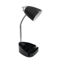 Limelights - Gooseneck Organizer Desk Lamp with iPad Tablet Stand Book Holder and Charging Outlet - Black - Front_Zoom