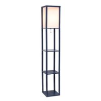 Simple Designs - Floor Lamp Etagere Organizer Storage Shelf with Linen Shade - Navy - Front_Zoom