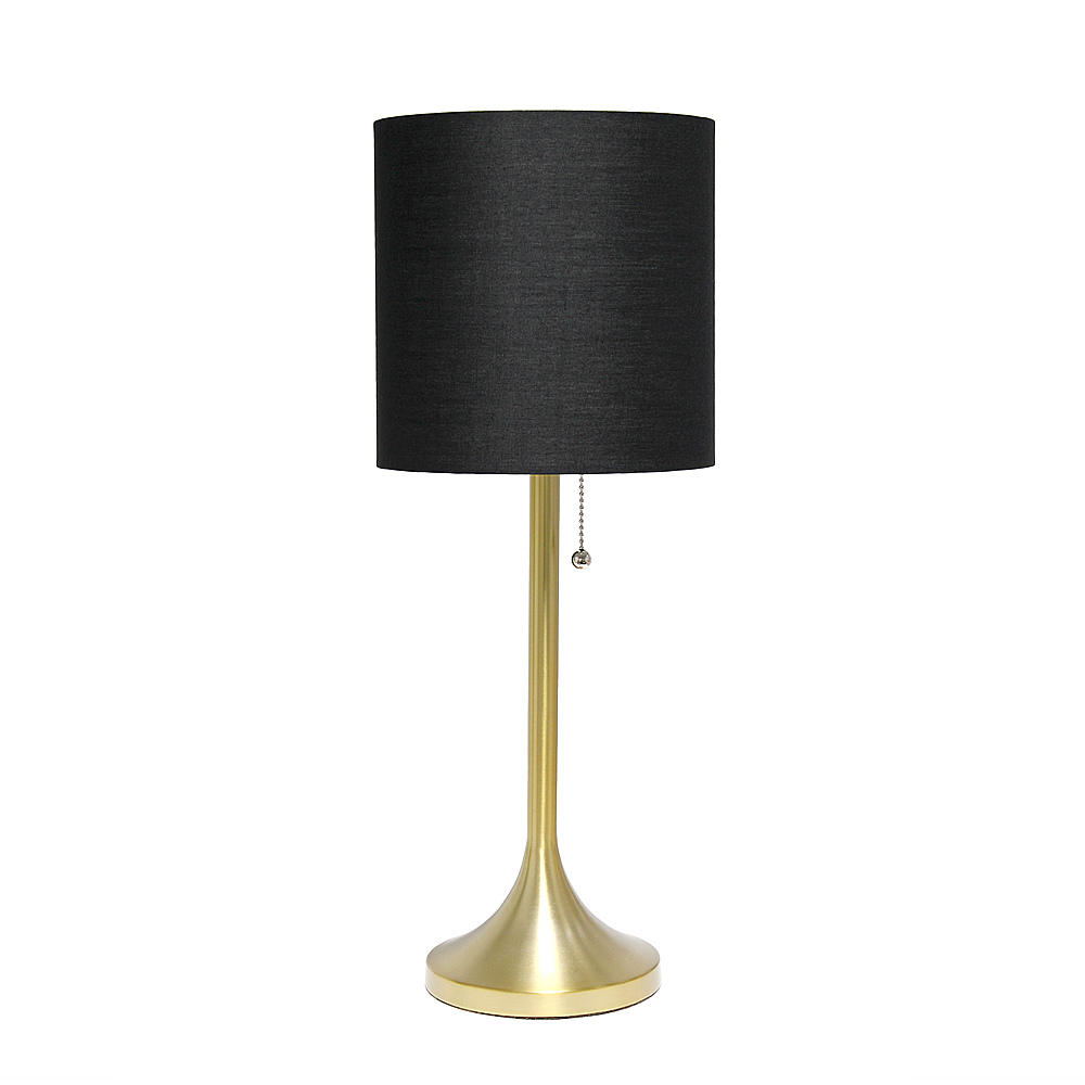 Angle View: Simple Designs - Gold Tapered Table Lamp with Fabric Drum Shade - Black