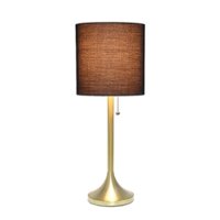 Simple Designs - Gold Tapered Table Lamp with Fabric Drum Shade - Gold/Black - Front_Zoom