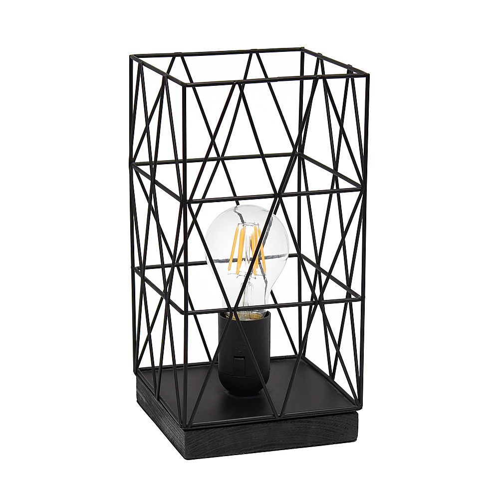 Angle View: Simple Designs - Geometric Square Metal Table Lamp - Black