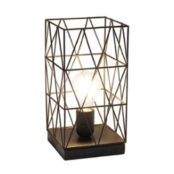 Simple Designs - Geometric Square Metal Table Lamp - Black - Front_Zoom