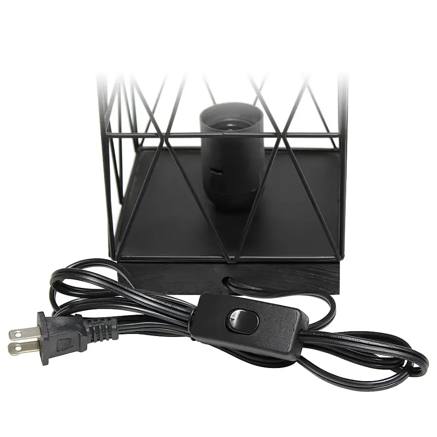 Alt View 15. Simple Designs - Geometric Square Metal Table Lamp - Black.