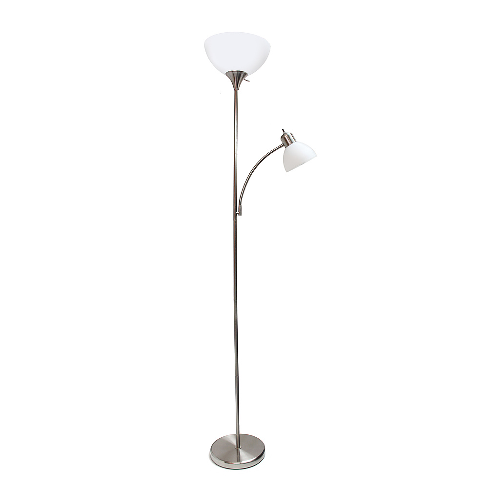 Angle View: Simple Designs - Floor Lamp with Reading Light - Brushed Nickel