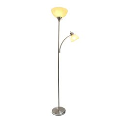 Simple Designs - Floor Lamp with Reading Light - Brushed Nickel - Front_Zoom