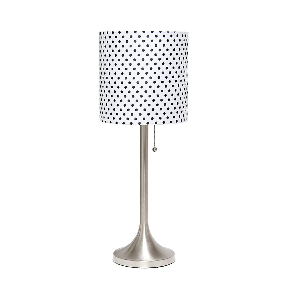 Angle View: Simple Designs - Brushed Nickel Tapered Table Lamp with Polka Dot Fabric Drum Shade