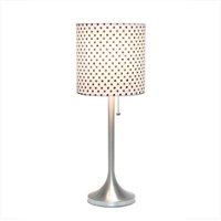 Simple Designs - Brushed Nickel Tapered Table Lamp with Polka Dot Fabric Drum Shade - Brushed Nickel/Polka Dot - Front_Zoom