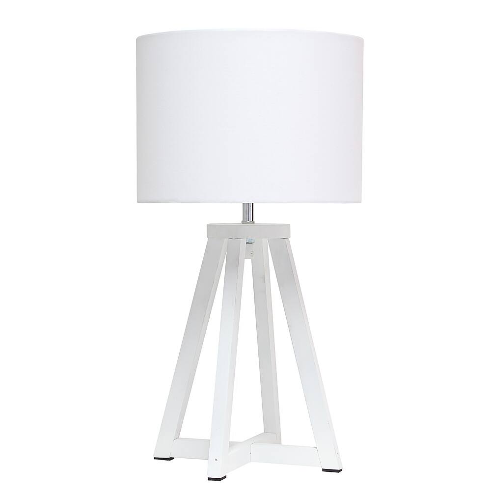 Angle View: Simple Designs - Interlocked Triangular Wood Table Lamp with White Fabric Shade - White