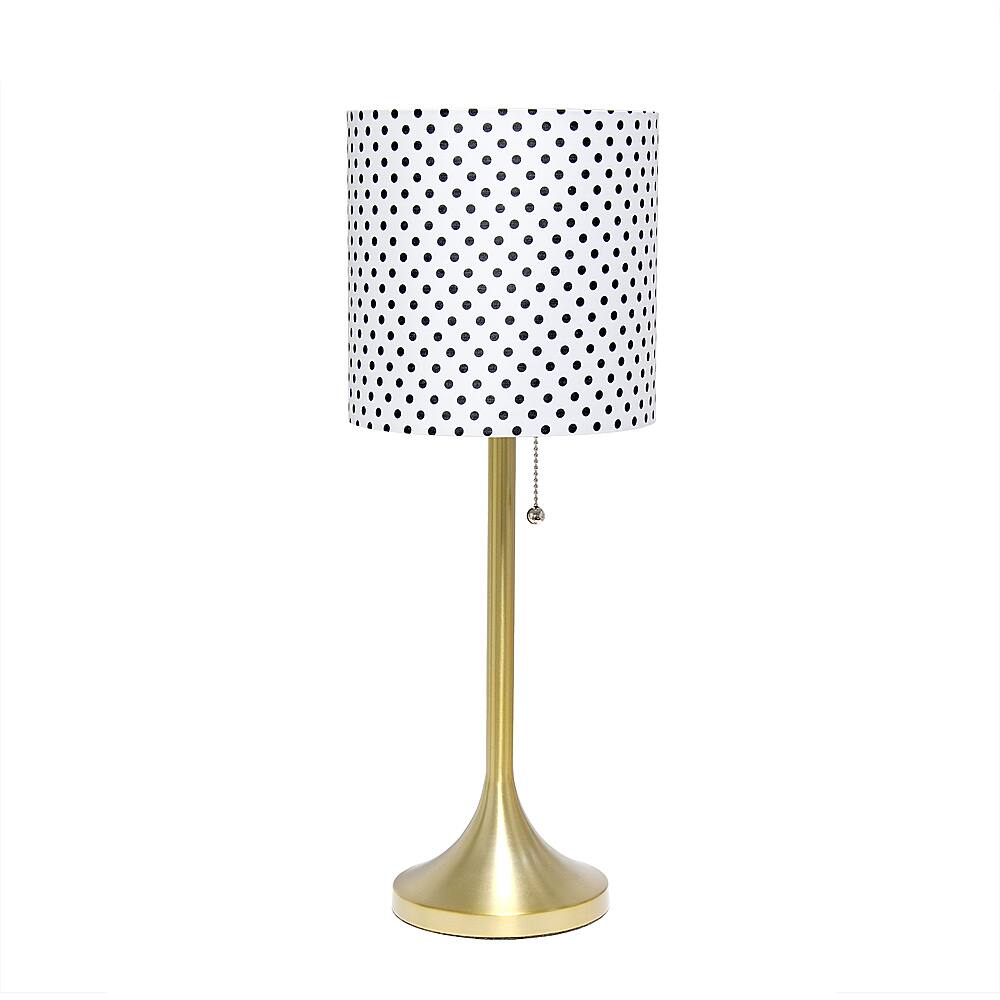 Angle View: Simple Designs Gold Tapered Table Lamp with Polka Dot Fabric Drum Shade