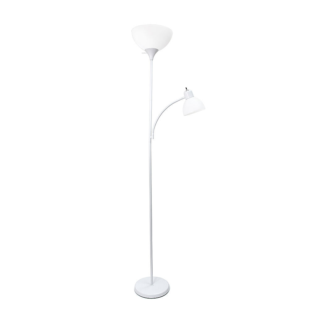 Angle View: Simple Designs - Floor Lamp with Reading Light - White