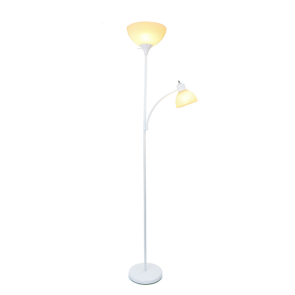 Simple Designs Floor Lamp with Reading Light White LF2000-WHT - Best Buy