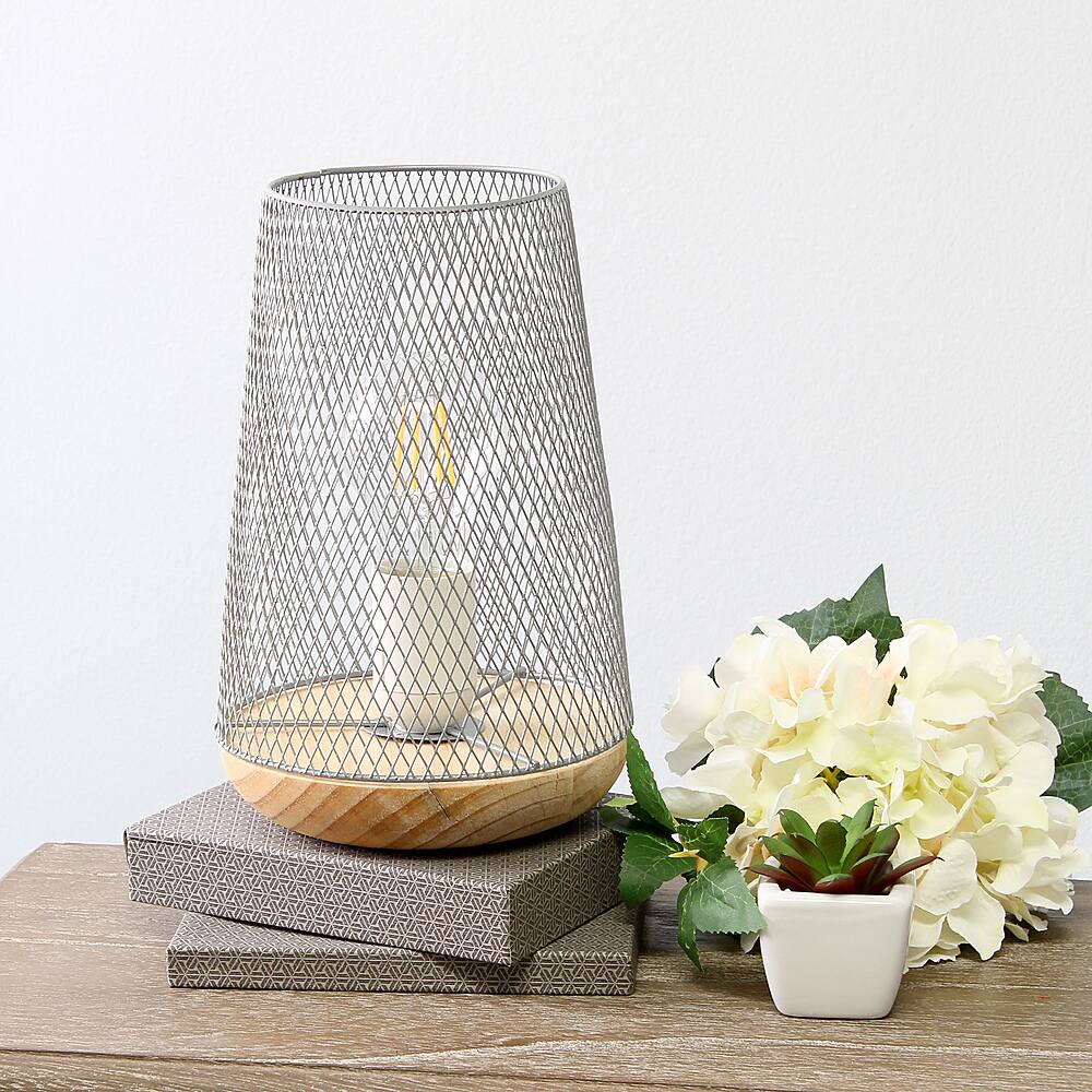 Alt View 11. Simple Designs - Wired Mesh Uplight Table Lamp - White.