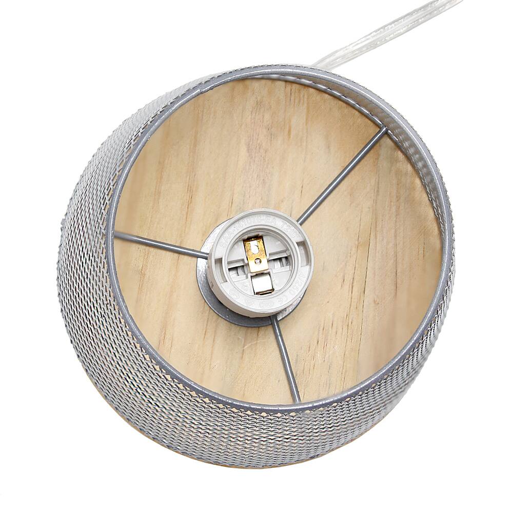 Alt View 13. Simple Designs - Wired Mesh Uplight Table Lamp - White.
