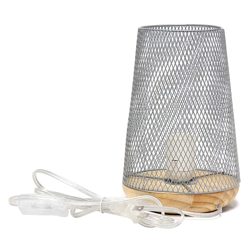Alt View 15. Simple Designs - Wired Mesh Uplight Table Lamp - White.