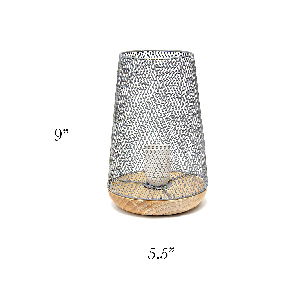 Left View: Simple Designs - Wired Mesh Uplight Table Lamp - White