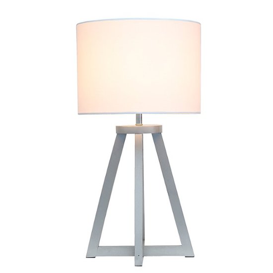 Simple Designs Interlocked Triangular, Wooden Table Lamp With White Shade