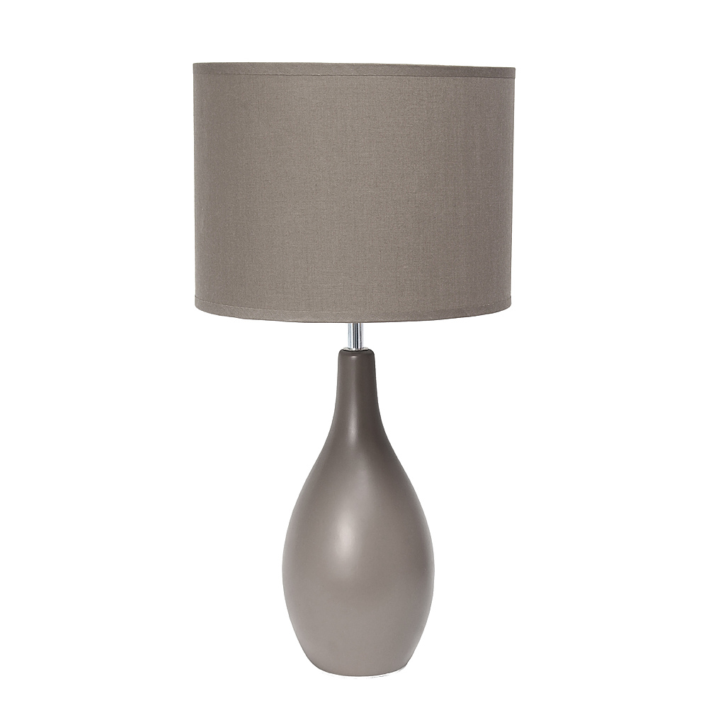 Angle View: Simple Designs - Oval Bowling Pin Base Ceramic Table Lamp - Gray