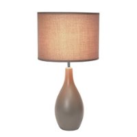 Simple Designs - Oval Bowling Pin Base Ceramic Table Lamp - Gray - Front_Zoom