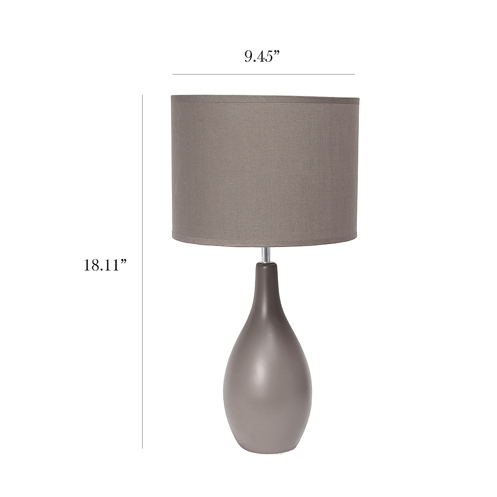 Left View: Simple Designs - Oval Bowling Pin Base Ceramic Table Lamp - Gray