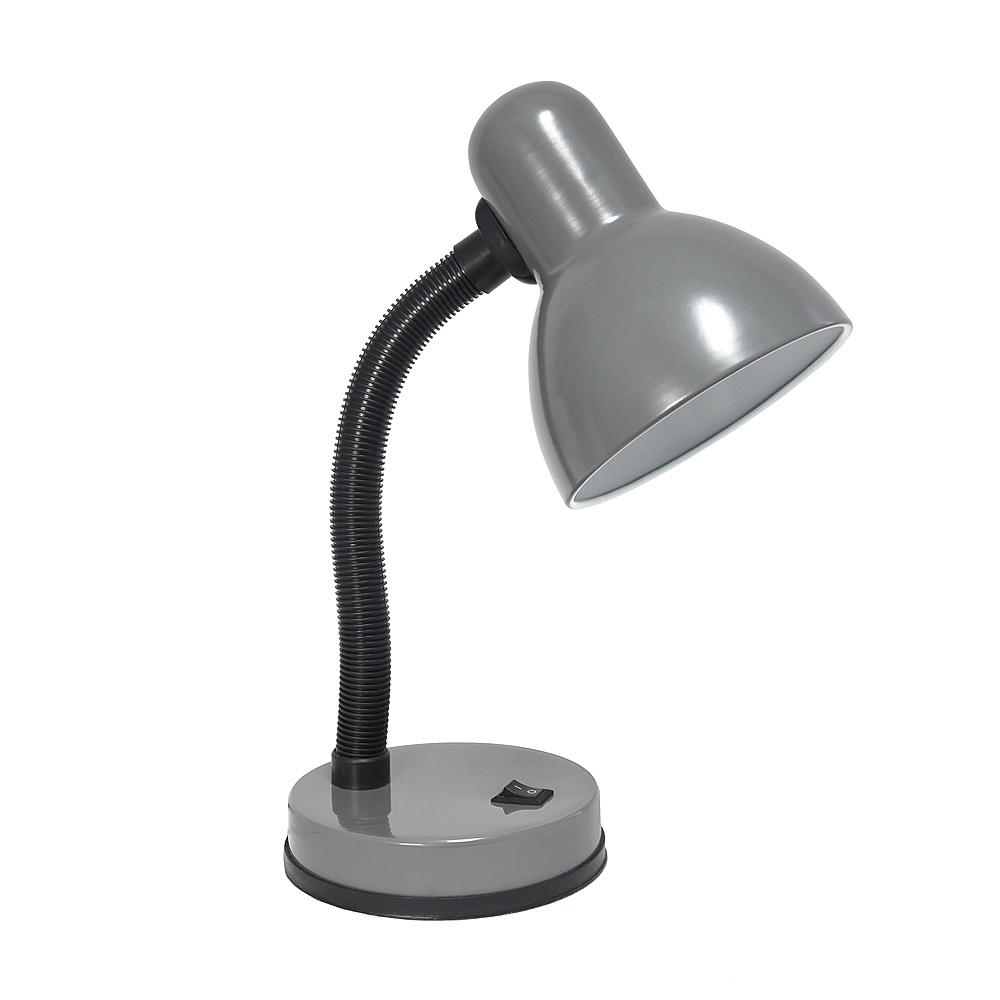 Angle View: Simple Designs - Basic Metal Desk Lamp with Flexible Hose Neck - Gray