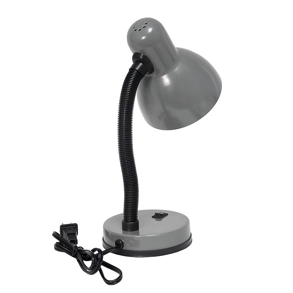 Alt View 15. Simple Designs - Basic Metal Desk Lamp with Flexible Hose Neck - Gray.