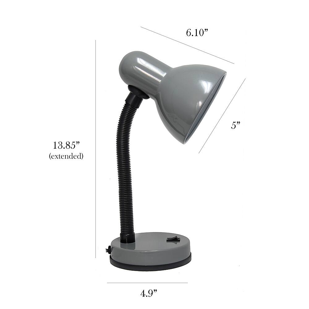 Left Zoom. Simple Designs - Basic Metal Desk Lamp with Flexible Hose Neck - Gray.