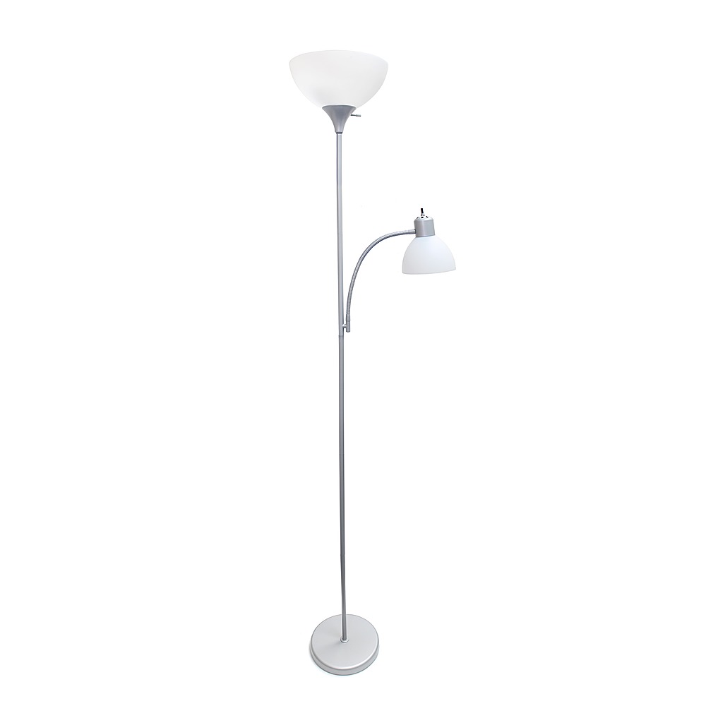 Simple Designs Floor Lamp with Reading Light Silver LF2000-SLV 