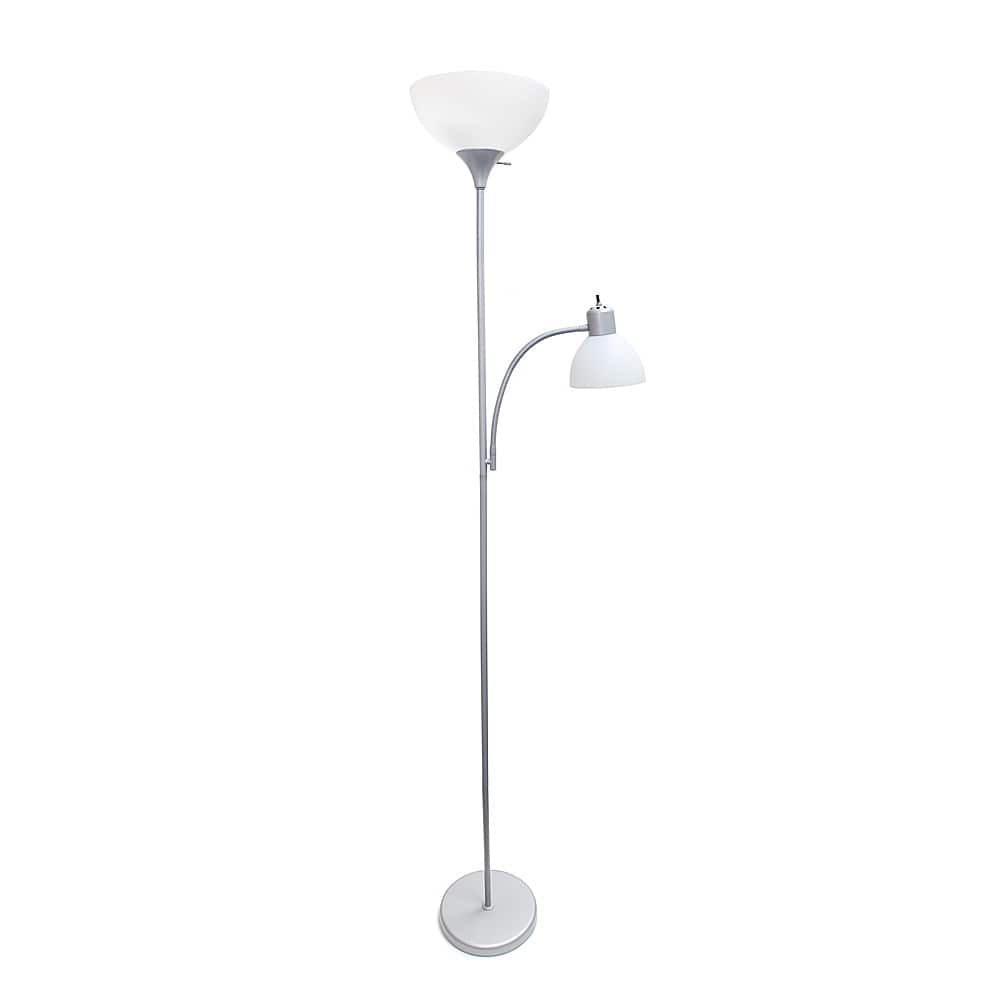 Angle Zoom. Simple Designs - Floor Lamp with Reading Light - Silver.