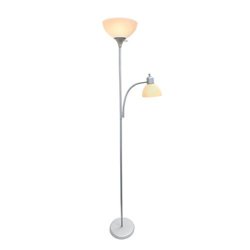Simple Designs - Floor Lamp with Reading Light - Silver - Front_Zoom