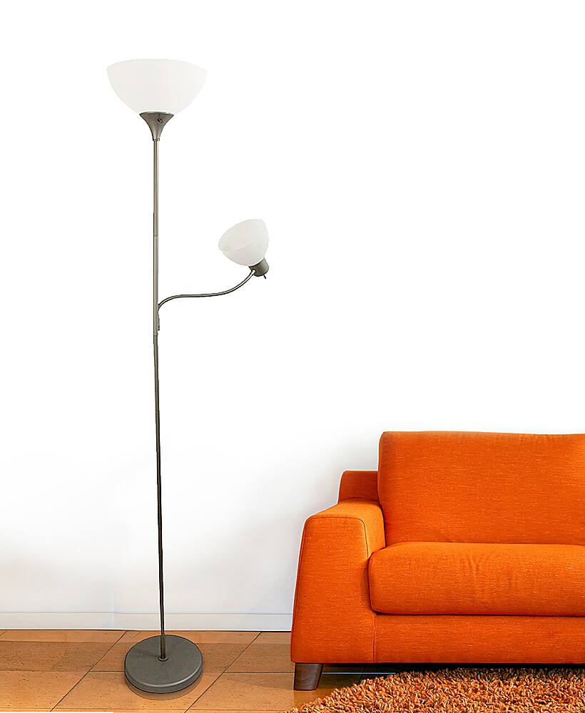 Alt View 11. Simple Designs - Floor Lamp with Reading Light - Silver.
