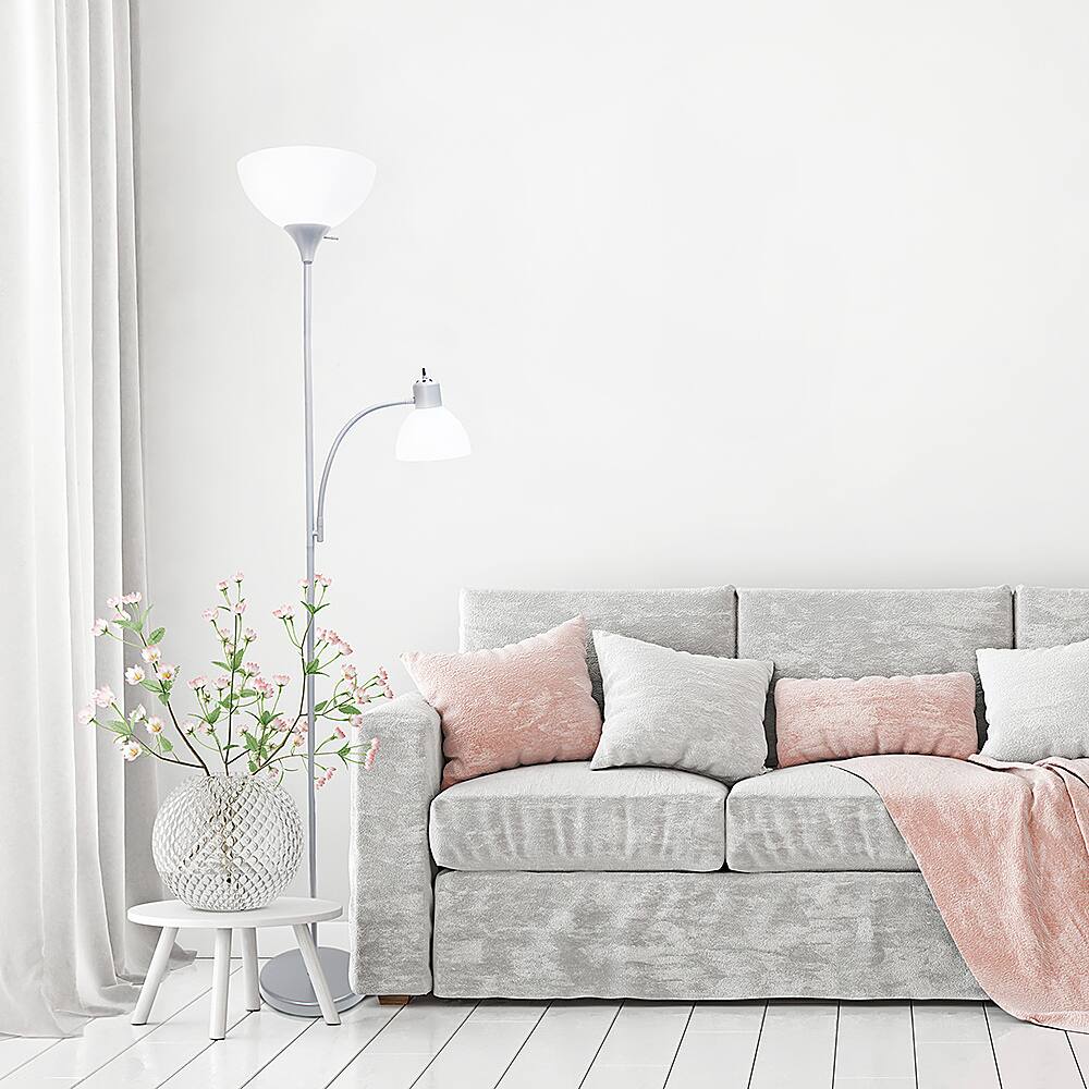 Alt View 12. Simple Designs - Floor Lamp with Reading Light - Silver.